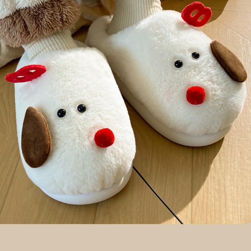 2024 New Winter Female Cartoon Warm Plush Slippers Indoor Non-Slip Home Slippers Women's Baotou Cotton Shoes