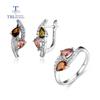 Уникальный натуральный многоцветный турмалин, серьги-кольца, комплект ювелирных изделий из стерлингового серебра 925 пробы, простой повседневный стильный дизайн для женщин