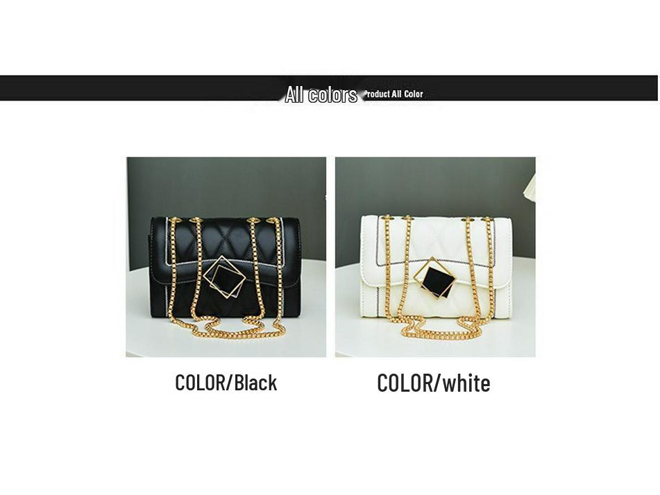 Женская стеганая сумка кроссбоди на цепочке с вышивкой в ромбовидный узор