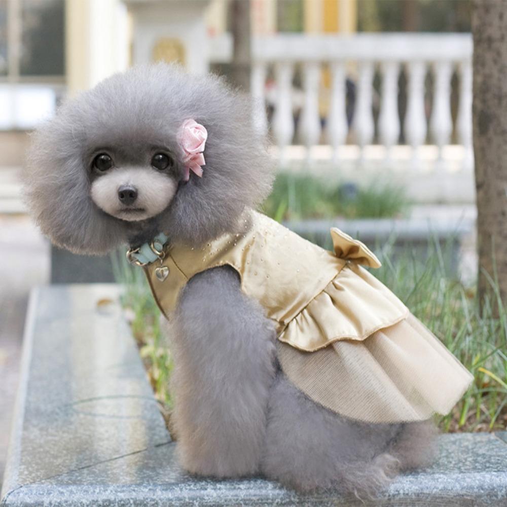 Бантик Свадебная вечеринка Цветочный принт на весну Юбка для собак Платье принцессы для собак Платье для кошек Одежда для домашних животных