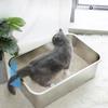 Очень большой лоток для кошачьего туалета из нержавеющей стали с открытым верхом - Защита от брызг, Полузакрытый, Приподнятый, Непроницаемый для запахов.