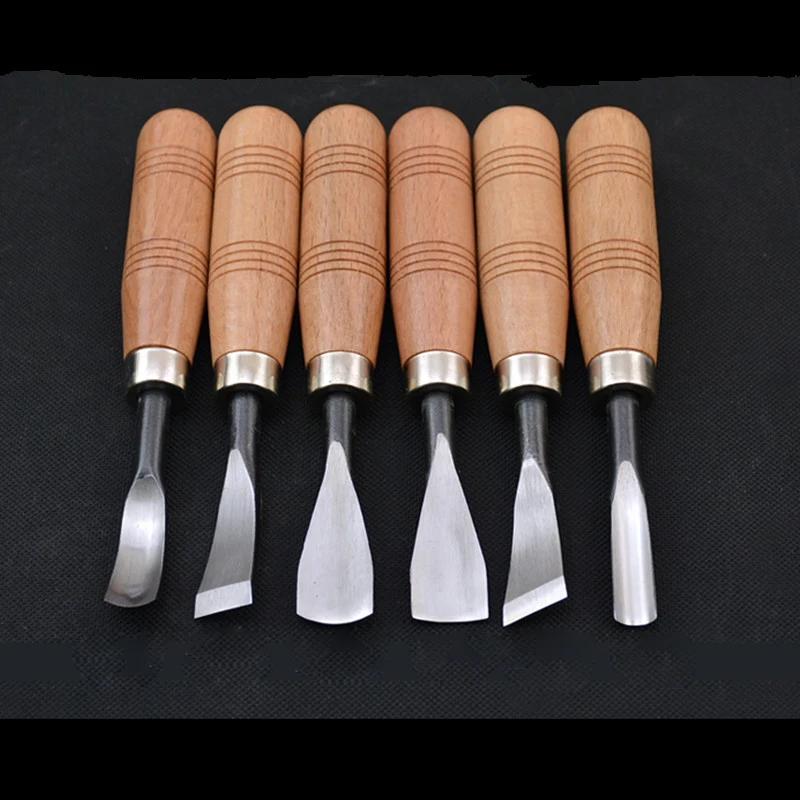 6Pcs Woodcut Knife Wood Carving Chisel Set Chip Detail Carving Chisels Kit Wood Carpenter Hand Tools for Working DIY