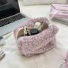 Новая Осенне-Зимняя Плюшевая Косметичка с Леопардовым Принтом, Большая Вместимость, Женская Сумка для Косметики на Молнии, Дорожный Клатч