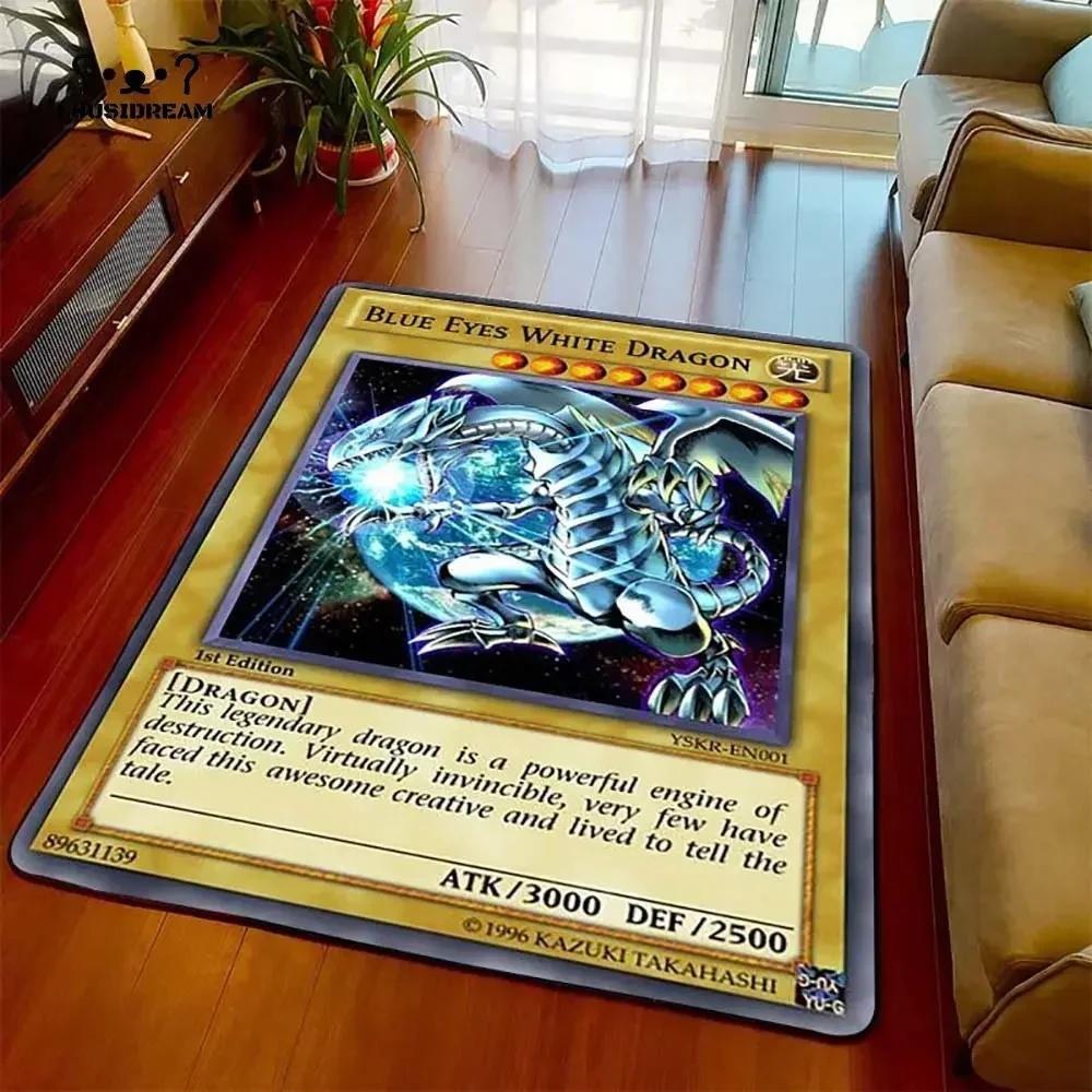 Yu-Gi-Oh Blue Eyes White Dragon Anime Carpet Cartoon Floor Mat for Living Room and Bedroom Decorative Area Rug Perfect Gift