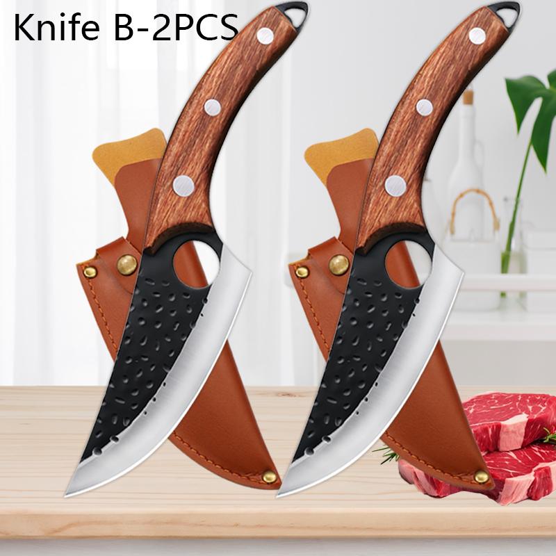 1pcs Stainless Steel Fillet Boning Knife Professional Chef's Kitchen Knife Forged Meat Cleaver Fish Slicing Knife Wooden Handle