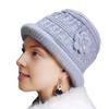 Women Thicken Knitted Hat Flower Crochet Bucket Hat for Elderly Women Winter Warm Fisherman Hat for Outdoor Activities