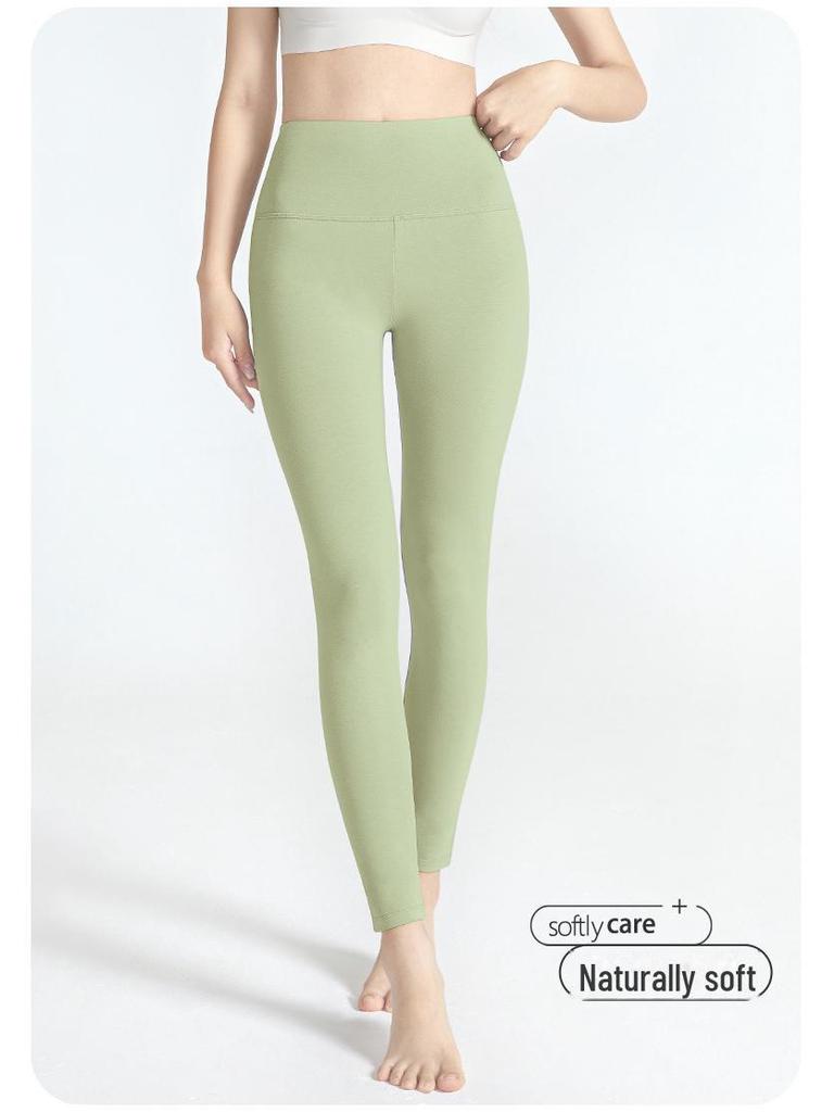 Женские антибактериальные теплые брюки из чистого хлопка с высокой талией - Осень/Зима