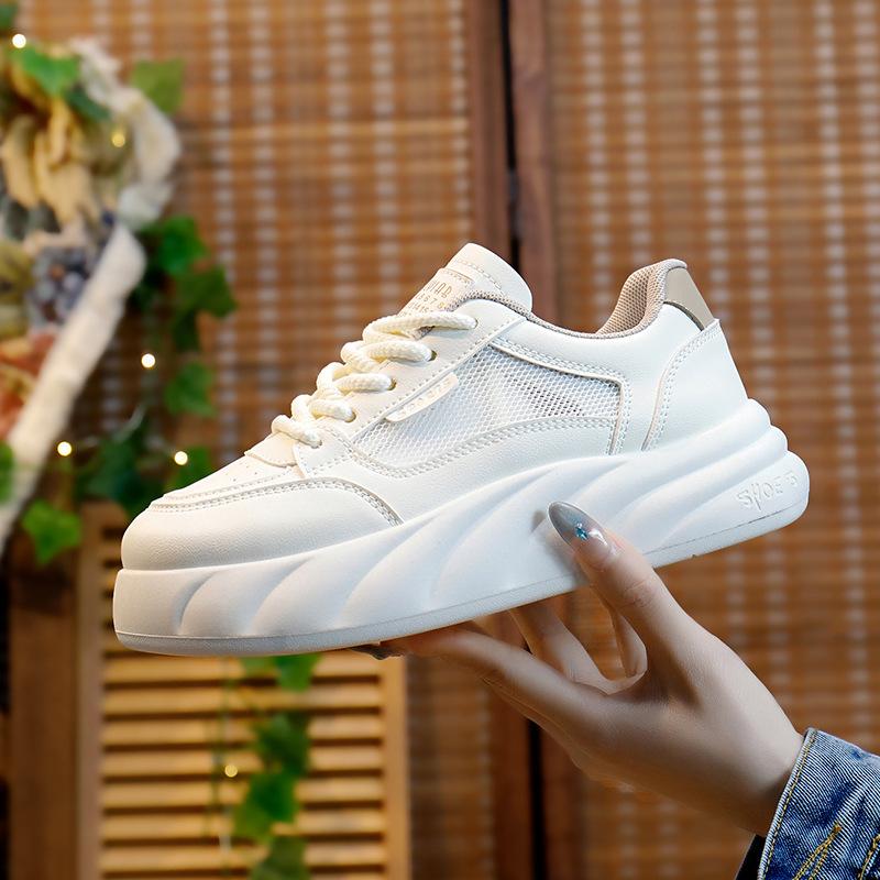 Женские летние повседневные кроссовки на платформе, противоскользящие массивные спортивные кроссовки на шнуровке для ходьбы, теннисные туфли для бега, модные сетчатые дышащие кроссовки для женщин