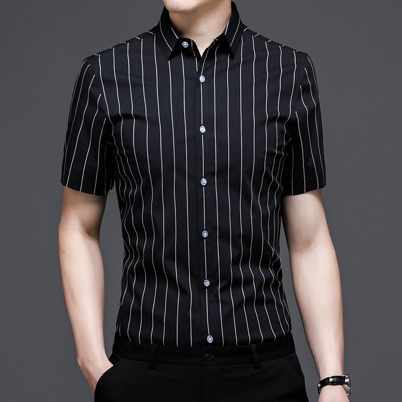 Summer New Men's Short-Sleeved Shirt Middle-Aged Simple Casual Thin Lapels Fashion Shirt