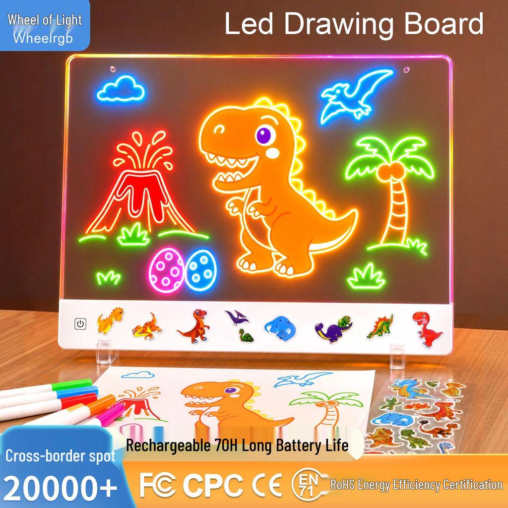 Rechargeable Luminous Acrylic Graffiti Drawing Board - Erasable Artboard for Birthday & Christmas Gifts