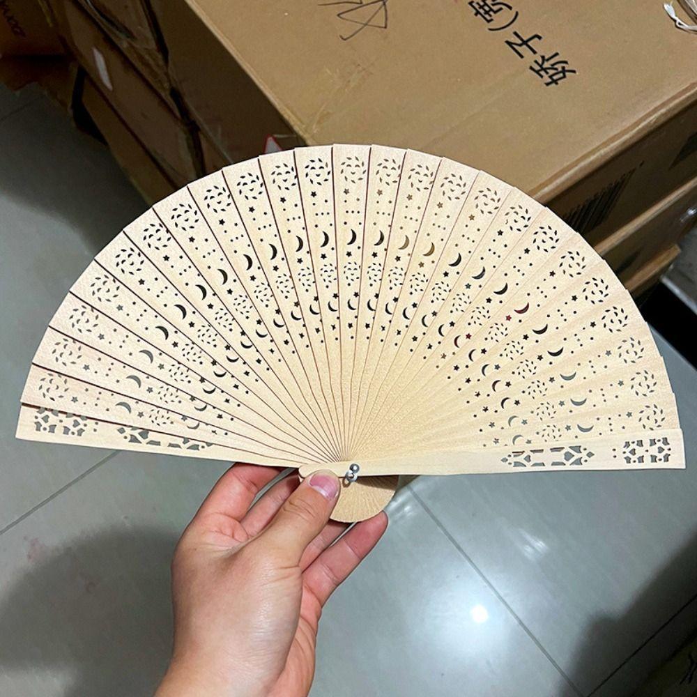 Personalized Hand Held Fan Engraved Chinese Wooden Fan Home Decoration Bamboo Folding Fan Women