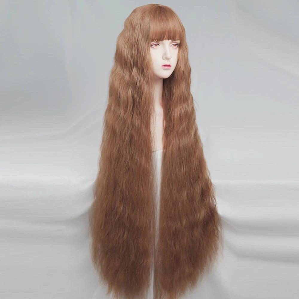 40In синтетический длинный вьющийся парик Белый Розовый Коричневый Оранжевый Лолита Косплей Женский Парик Волос для Ежедневной Вечеринки
