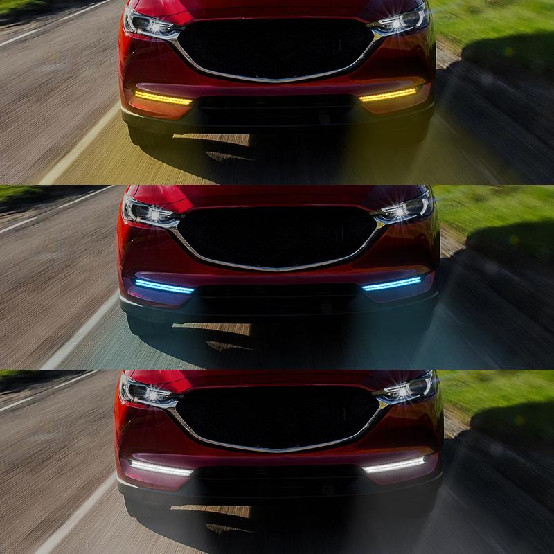 3 цвета светодиодные дневные ходовые огни для Mazda CX-5 CX5 2017 2018 2019 DRL плавные поворотные противотуманные фары водонепроницаемые