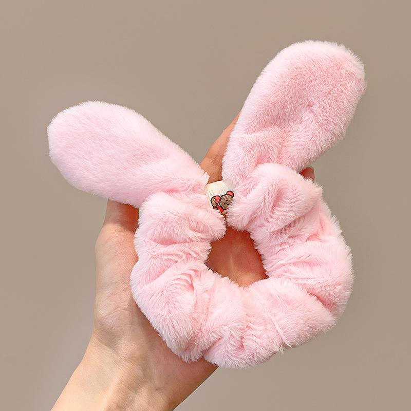 Осенне-зимняя плюшевая повязка для волос с ушками кролика, пушистая поросенок, толстое кишечное кольцо, повязка на голову с хвостиком, резинка, аксессуары для волос