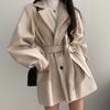 Women's Autumn Solid Color Simple Temperament Trench Coat In Long Tweed Jacket