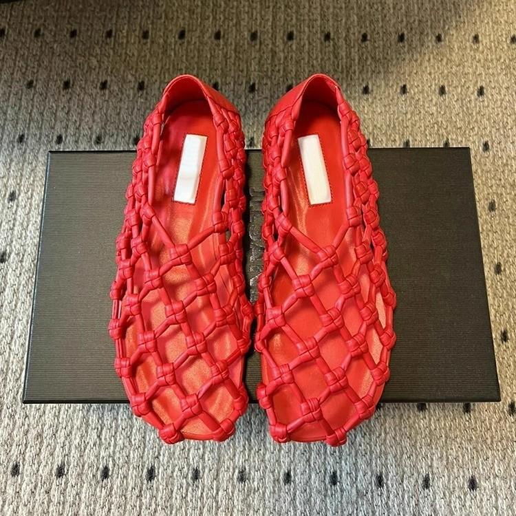 Версия из овчины~ нишевый дизайн сетчатые плетеные полые дышащие туфли-лодочки женские летние сандалии обувь-клетка для свиней