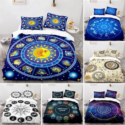 Пододеяльник «Солнце и Луна» King Microfiber Astrology Постельное белье Двенадцать созвездий Зодиака Одеяло Покрывало для детей Мальчиков Девочек