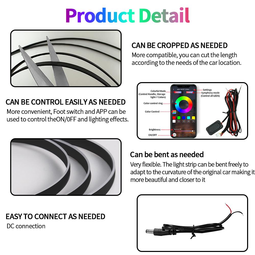 18 в 1 двухзонный симфонический стример для автомобиля, внутреннее светодиодное полноцветное RGB неоновое акриловое освещение, комплект атмосферного освещения
