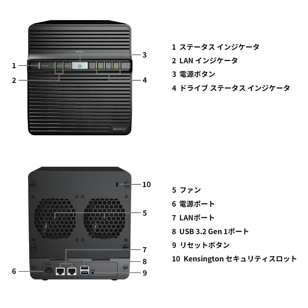 Synology NAS Kit DS423 2GB For Domestic Authorized Distributor Telephone Support Compatible DiskStation 4-bay /G [Guidebook Included] Quad-core CPU,