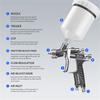1.3mm Nozzle HVLP Auto Paint Air Spray Gun Car Detail Touch Up Painting Airbrush