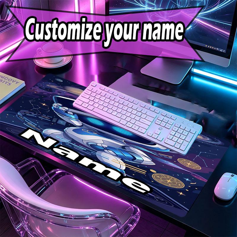 Custom Name Personalized Cosmic Bot Crew Pattern Mousepad, Laptop PC Desk Mat, Decorative Desk Mat for Home Keyboard Pad Gift