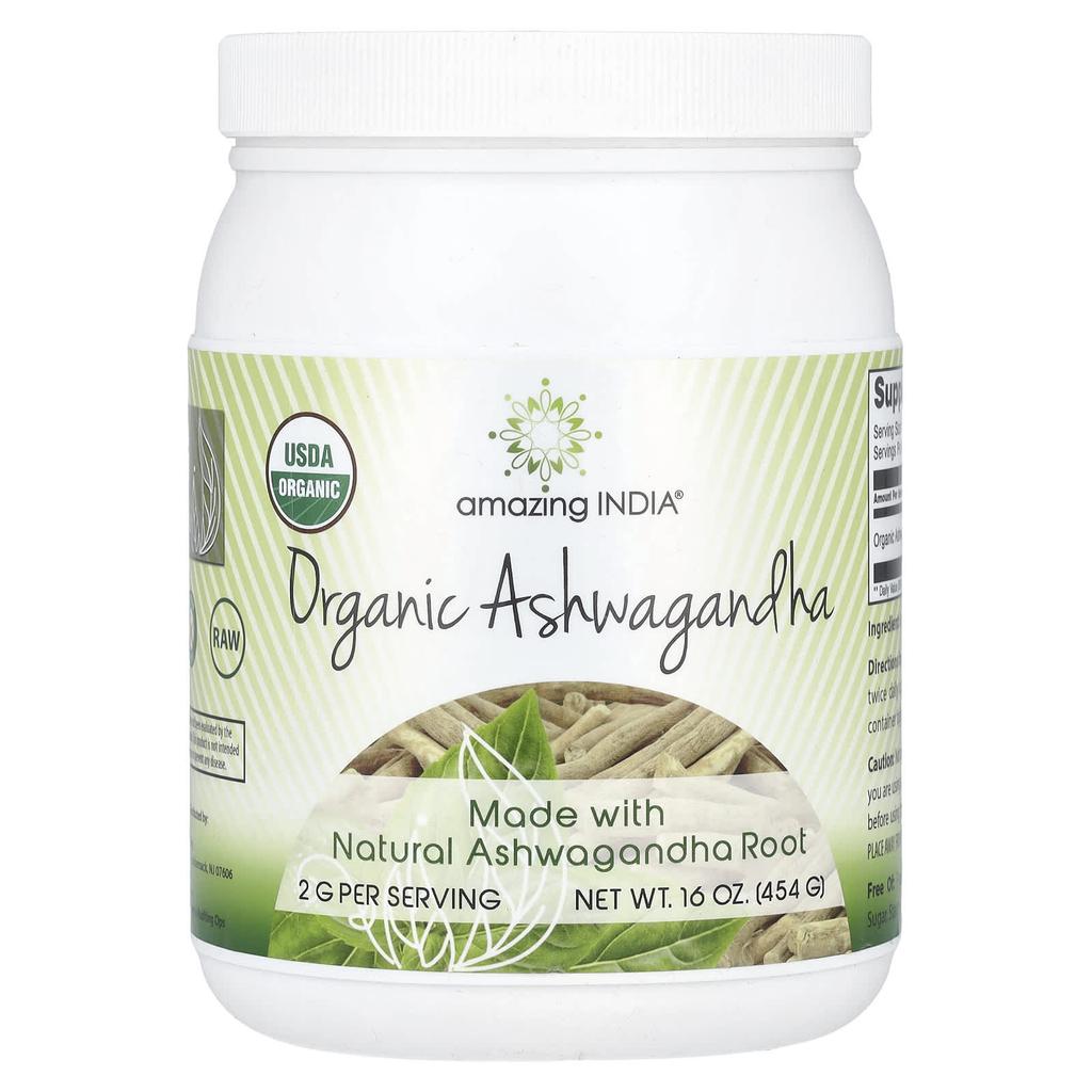Amazing India Organic Ashwagandha, 2 G, 16 Oz (454 G)