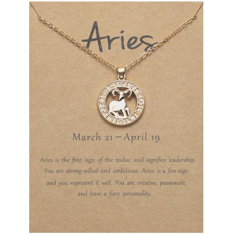 12 Zodiac Signs 3D Image Pendant Necklace Ins In Stock Zodiac Card Collarbone Chain