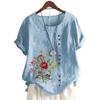 Fashionable Women's Short Sleeve Cotton Top with 11 Colorful Floral Designs