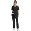 Soild Scrub Working Uniform Suit For Women's Cross V-Neck Short Sleeve Fun T-Shirts Workwear Tee With Pockets