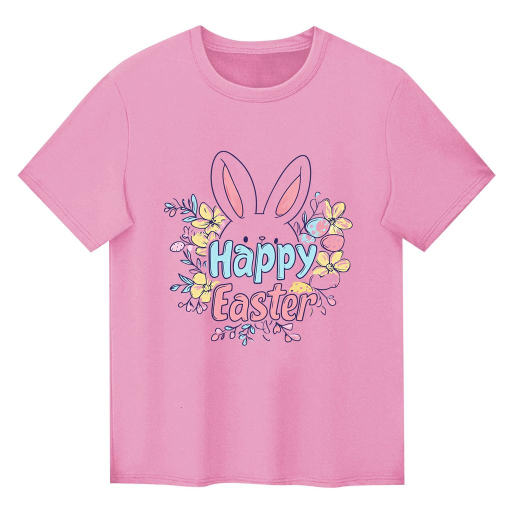 Children's Printed Short Sleeved Round Neck Casual Comfortable Loose Lightweight Top