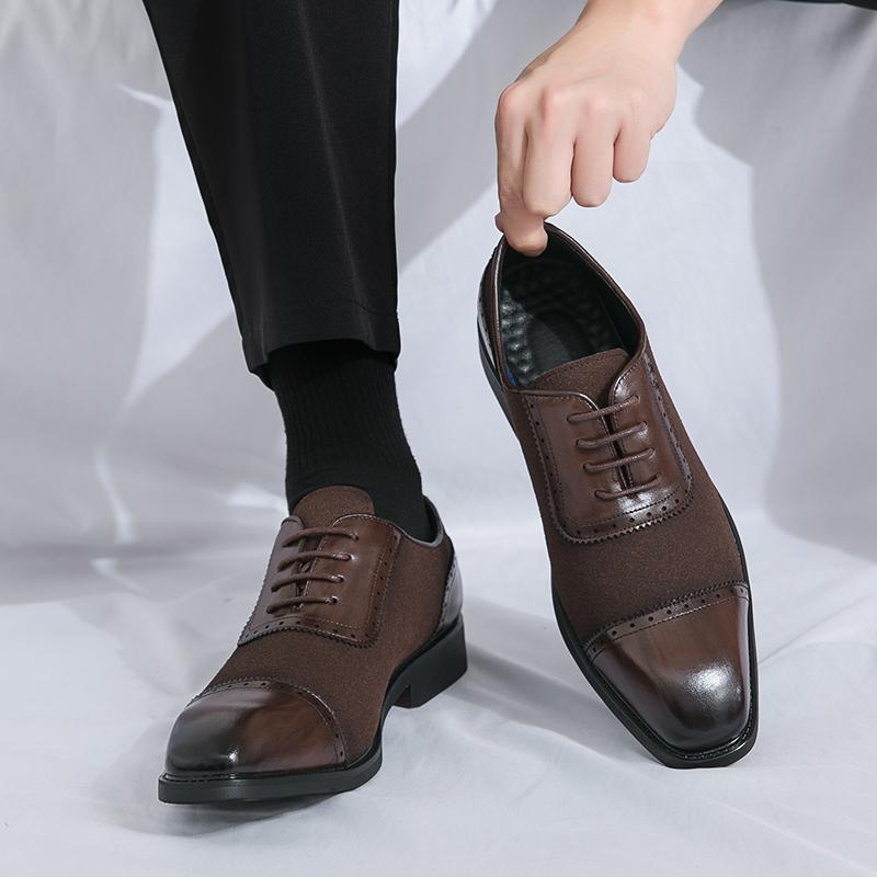 Patchwork Designer Style Oxfords Dress Shoes for Men New Business Casual Shoes Lace-up Leather Shoes for Men Wedding Party Shoes