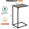 C-Shaped End Table for Sofa/Bed - Compact Side Table W/ Removable Tray, Tool-Free Assembly for Small Spaces