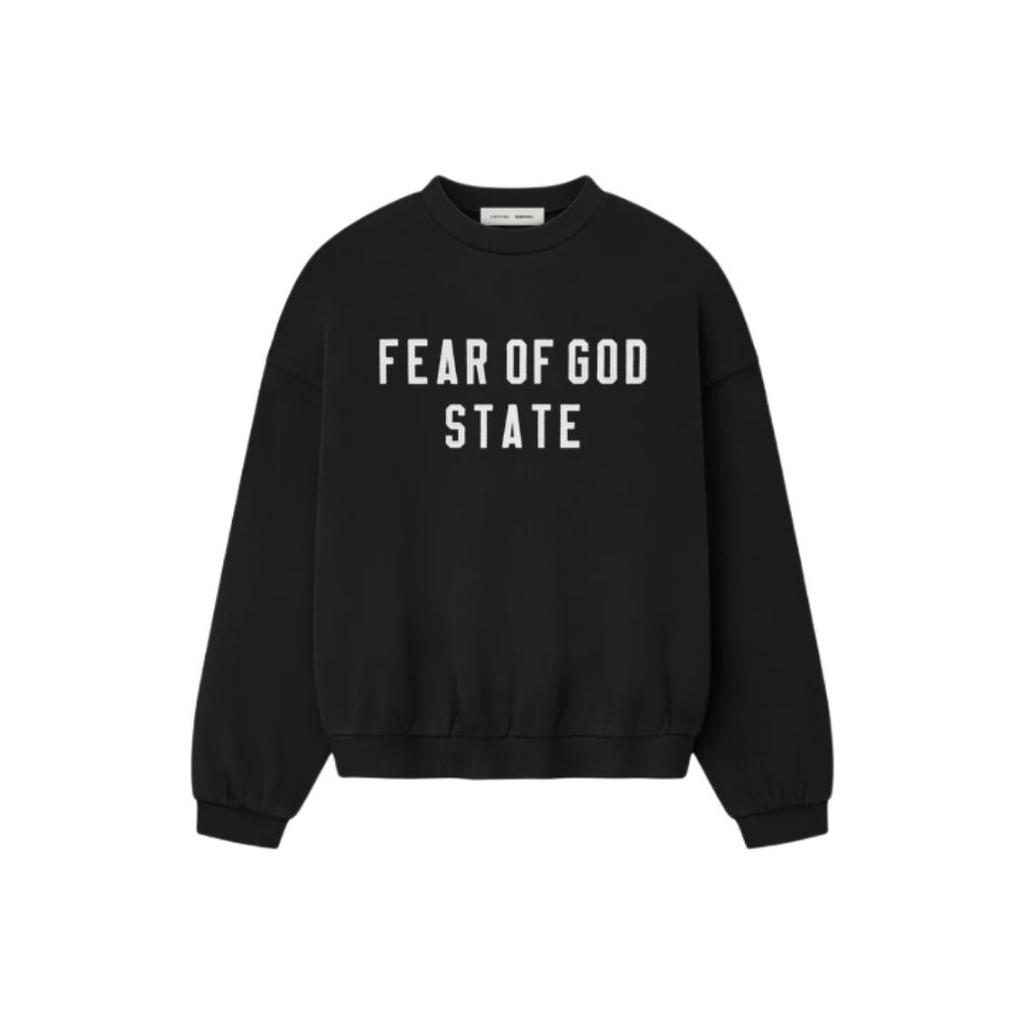 Fear of God Essentials 90s Свитшот с круглым вырезом Jet Black Мужские топы 192SP256550F