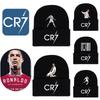 Вязаная черная шапка с принтом CR7, теплая и стильная зимняя шапка для мужчин и женщин