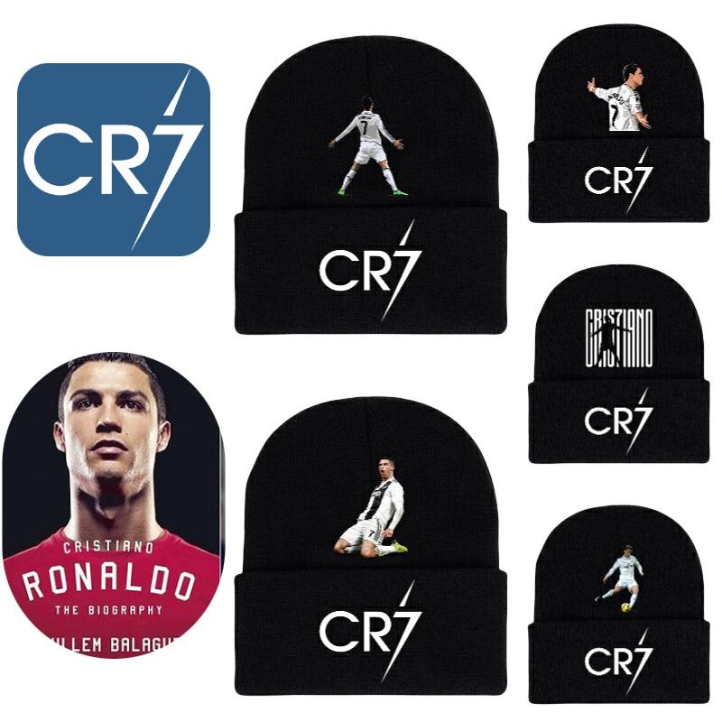 Вязаная черная шапка с принтом CR7, теплая и стильная зимняя шапка для мужчин и женщин