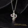 Creative Plant Cactus Clavicle Chain European American Dripping Enamel Alloy Personalized Printed Pendant Necklace For Women
