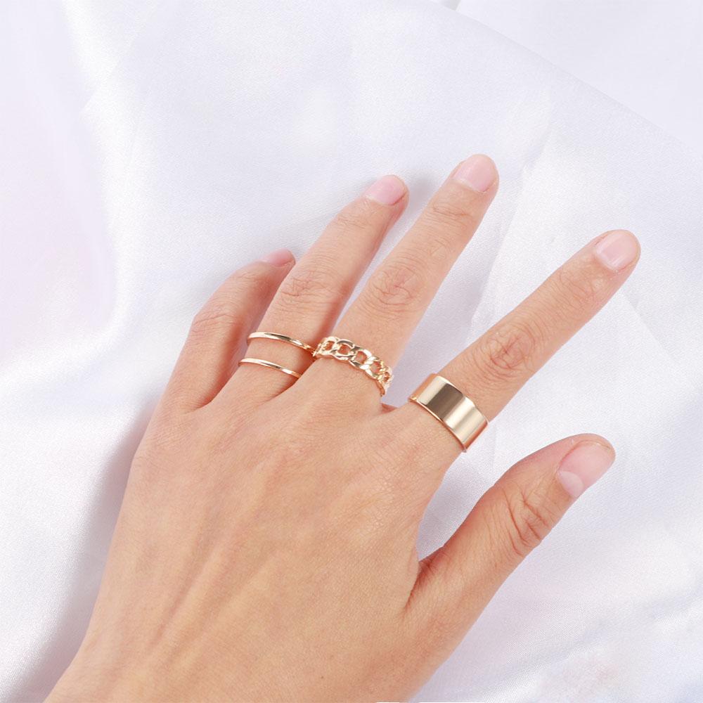 Широкие кольца 3 шт./набор Круглые Простые Металлические Геометрические Женские Подарки Цепочка Ювелирные Кольца Набор Открытые Кольца