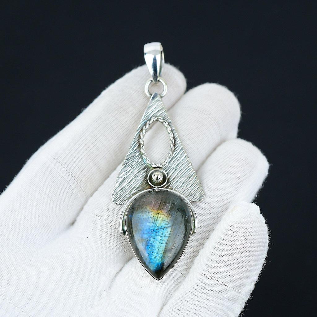 Подвеска из синего кричащего лабрадорита, украшения из натурального лабрадорита, ювелирные изделия из стерлингового серебра 925 пробы, ювелирная подвеска ручной работы, подвеска унисекс для подарка