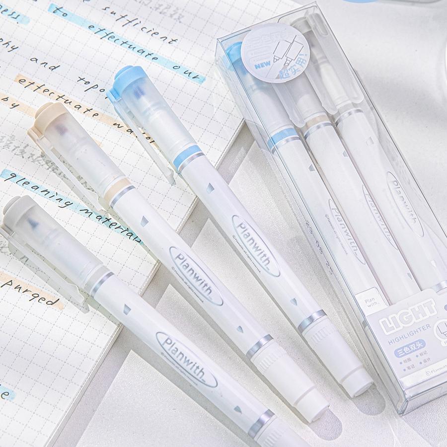 3 шт., набор двусторонних ручек-хайлайтеров, сочные и светлые цветные маркеры для чтения, рисования, художественной живописи