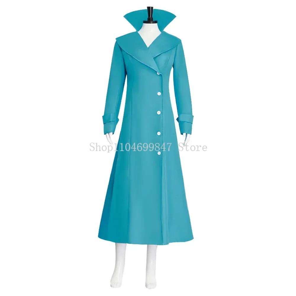 Movie Lucy Wilde Costume Minion Thief Blue Long Jacket Cosplay Costume Dress Coat Wig Party Fantasia Hallow Carnival Suit