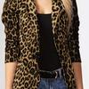 Lady Blazer Leopard Print Turn-down Collar Single-breasted Slim Suit Coat for Work