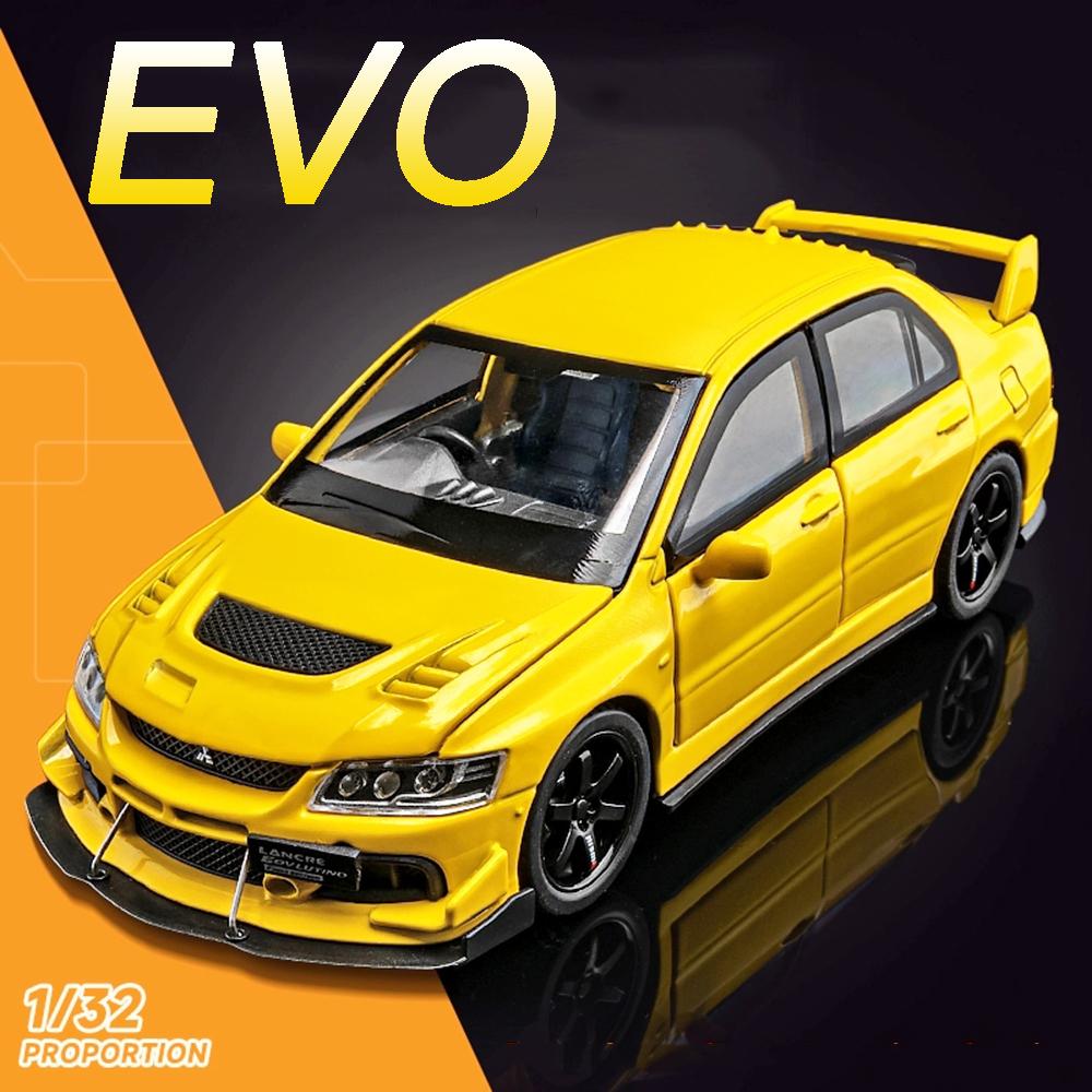 1:32 Model Toy Mitsubishi Lancer Evolution IX Sports Cars Alloy Diecast Pull Back 6 Doors Opened Sound Light Supercar Kids Gifts