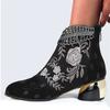 Fashion New Ankle Boots Women's Shoes Leather Boots Embroidery Ethnic Bohemia Zipper Spring Autumn Ladies Botas Botas De Mujer2025