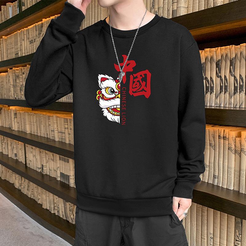 Весенний новый свитер мужской свободный повседневный топ с принтом пуловер мужская молодежная футболка с длинным рукавом мужская одежда