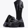 Chain High Heels Women Knee High Boots Fad Platform Leather Shoes Brand Designer Chunky Shoes Winter 2025 Trend Goth Botas Mujer