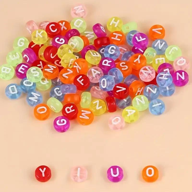 100/200/300/500pcs Acrylic Letter Beads Round Loose Spacer Alphabet Beads For Jewelry Making DIY Handmade Bracelet Accessories