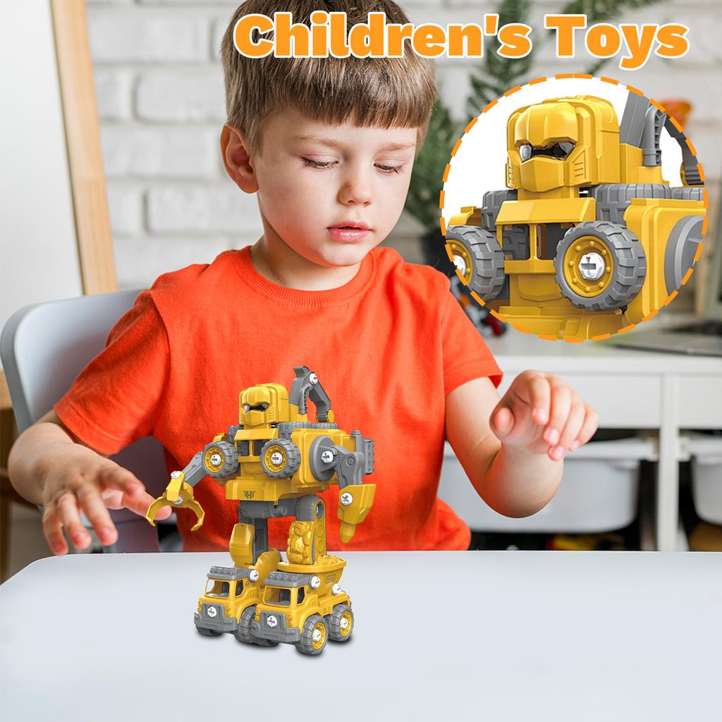 DIY Disassembly And Assembly 5 In 1 Deformation Engineering Vehicle Set Assembly Robot Children's Toy Gift