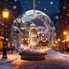 Christmas Snowman Hanging Decoration 2D Flat Snow Scene Sphere Ornament Festive Snowman
