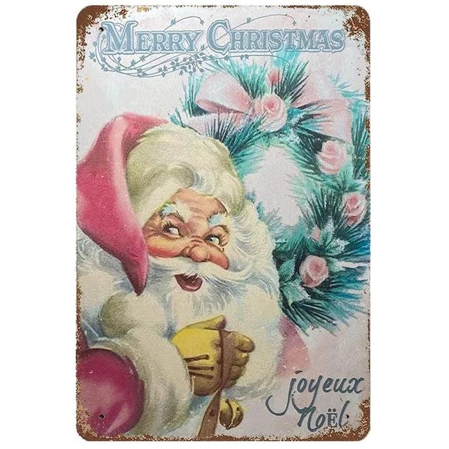 Vintage Merry Christmas Metal Tin Sign Rustic Wall Art Plaque for Home Cafe Garden Bar Club Man Cave Perfect Holiday Decor