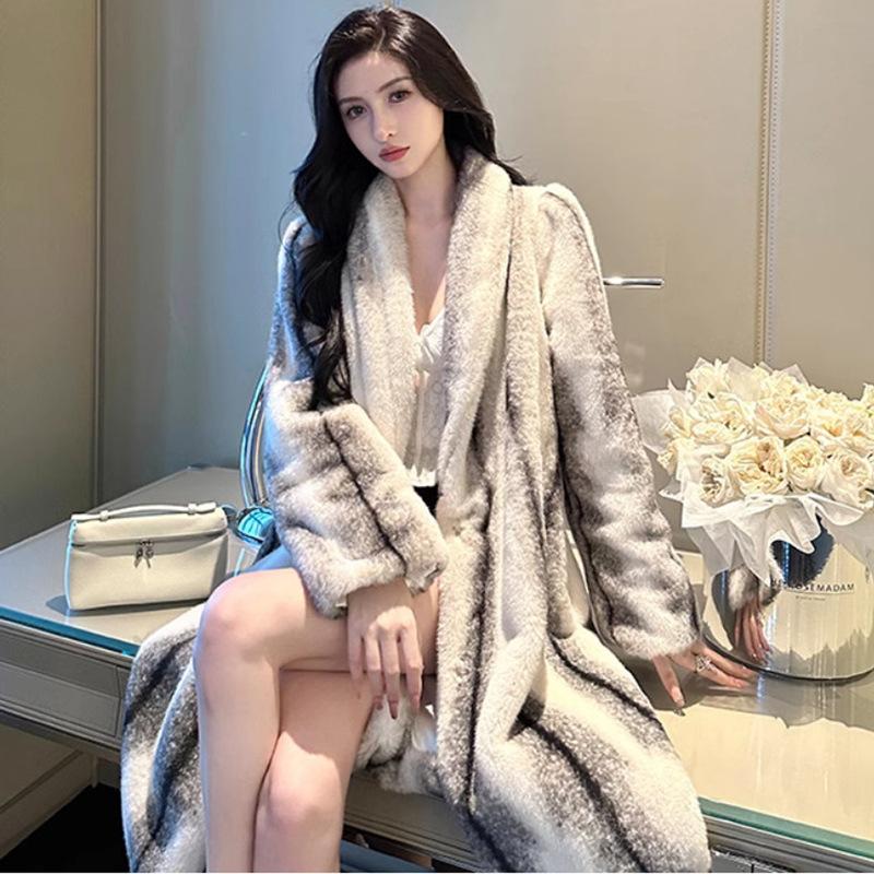 Женская шуба из норки, длинная шуба из цельной норки, бархатная, теплая, с перекрестным мехом норки, для молодых, для похудения